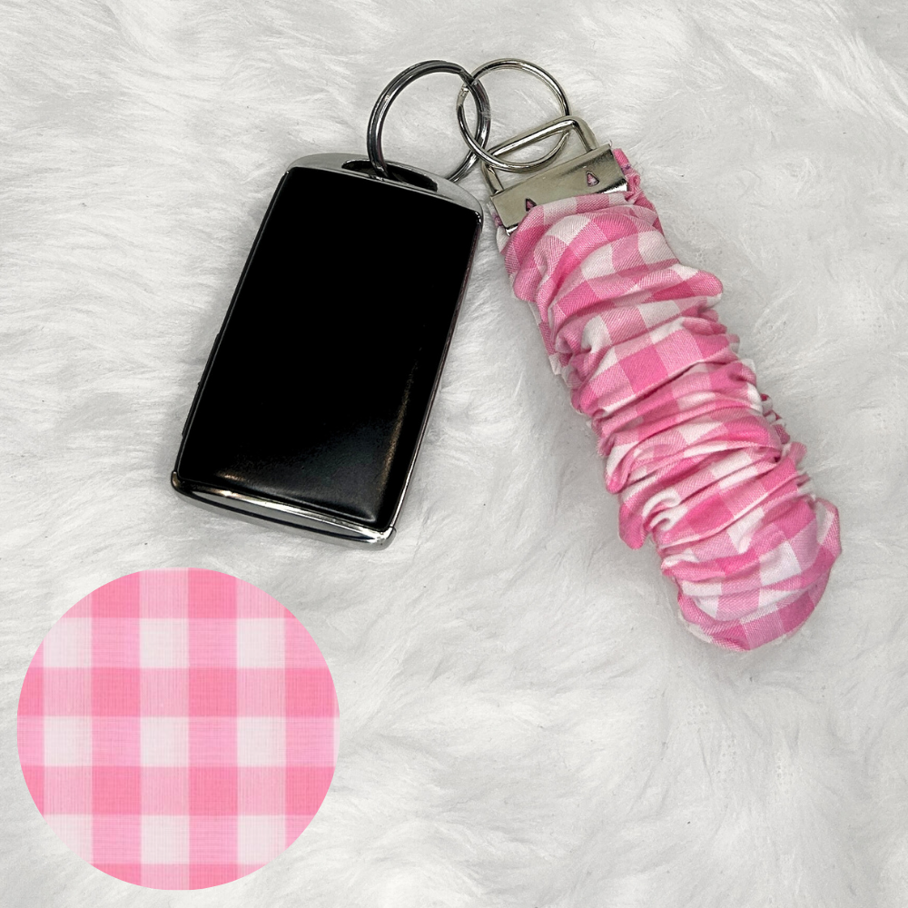 Pink Check Scrunchie Wristlet