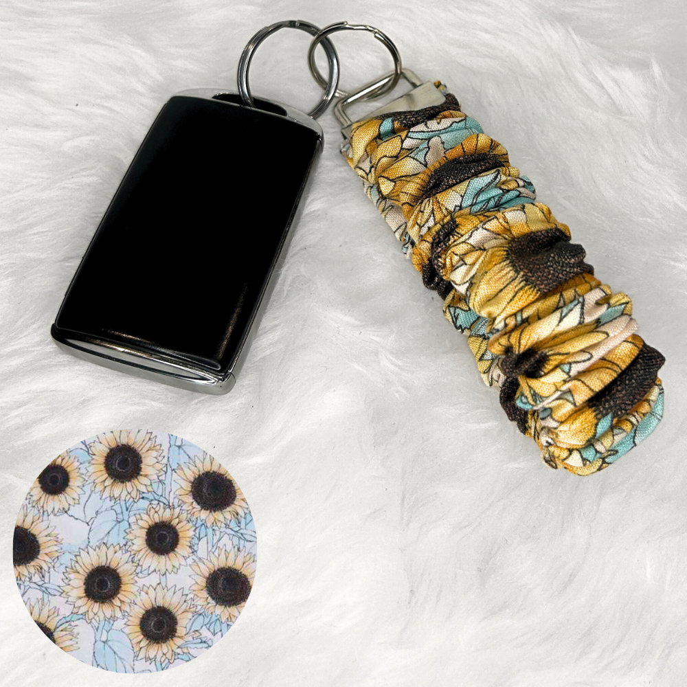 Blue Sunflower Scrunchie Wristlet