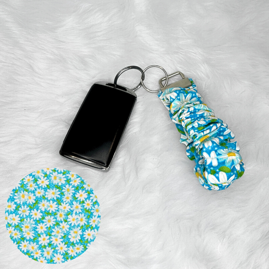 Blue Daisy Scrunchie Wristlet