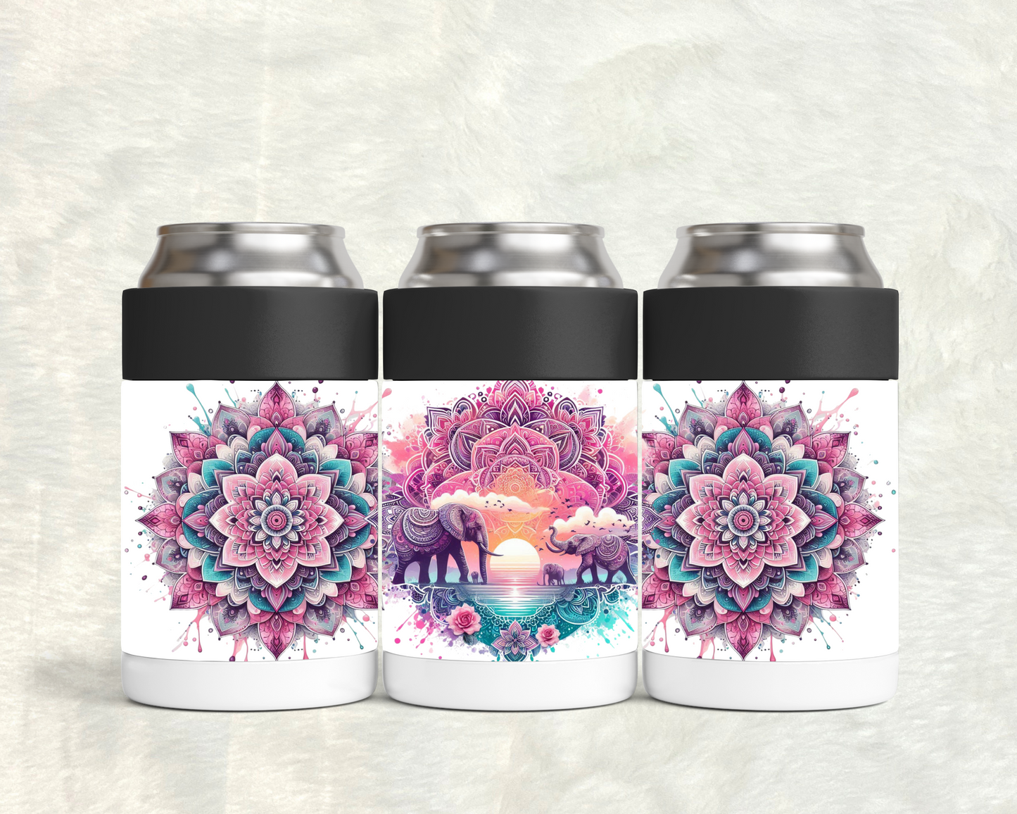 Elephant Mandala Can Cooler