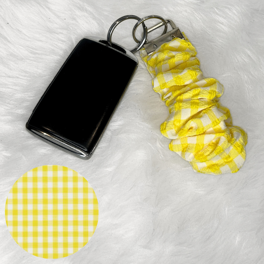 Yellow Check Scrunchie Wristlet