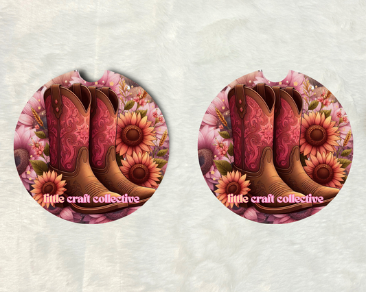 Pink Boots Car Coaster