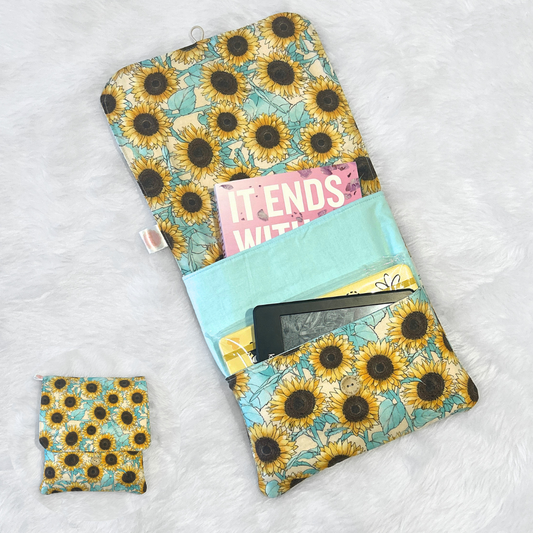 Blue Sunflowers E-Reader & Book Sleeve