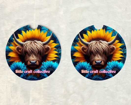 Highland Cow Car Coaster