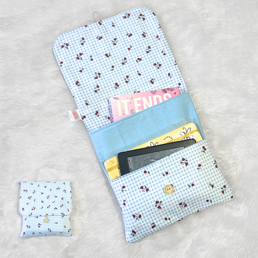 Blue Check Book Sleeve