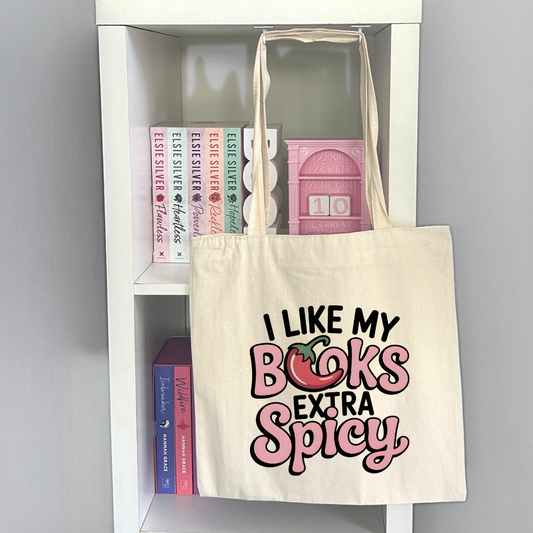 I Like My Books Spicy Tote Bag