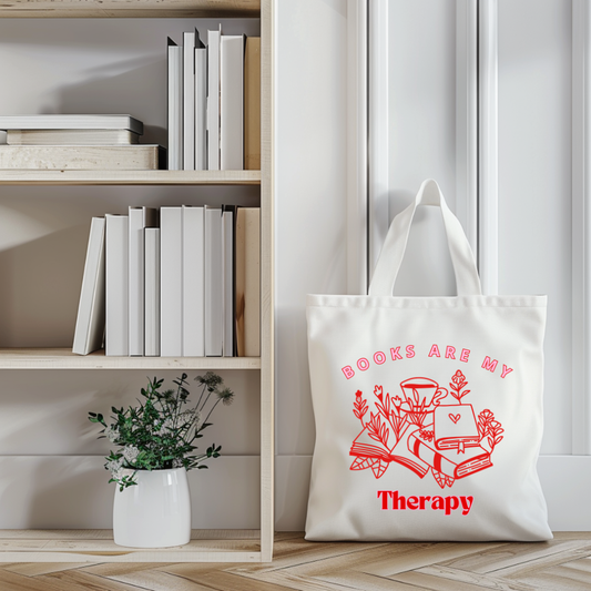 Books Are My Therapy Tote Bag